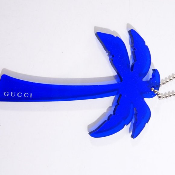 Gucci Blue Lucite Palm Tree Keychain in bag - Picture 14 of 15